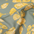 Sage Green and Mustard Yellow Floral Printed Cotton Lawn Fabric, Width 110 Cms, Made in India-D23927 - Regal Fabrics