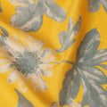 Golden Yellow and Grey Botanical Floral Printed Cotton Lawn Fabric, Width 110 Cms, Made in India-D23929 - Regal Fabrics