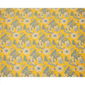 Golden Yellow and Grey Botanical Floral Printed Cotton Lawn Fabric, Width 110 Cms, Made in India-D23929 - Regal Fabrics