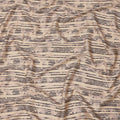 Beige and Black Hand-Drawn Stripe Printed Cotton Lawn Fabric, Width 110 Cms, Made in India-D23930