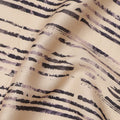Beige and Black Hand-Drawn Stripe Printed Cotton Lawn Fabric, Width 110 Cms, Made in India-D23930