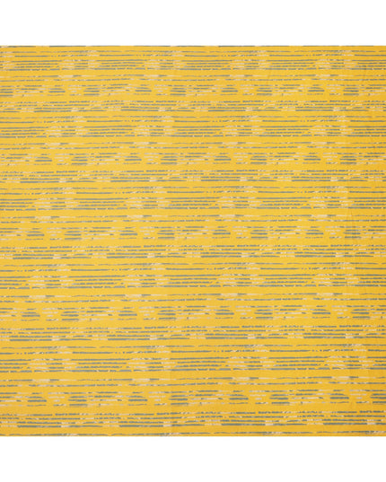 قماش قطني مطبوع بخطوط مرسومة يدويًا باللونين الأصفر والرمادي الفاتح، عرض 110 سم، صنع في الهند - D23931