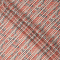 Beige Base with Red and Black Scribble Stripe Print Cotton Lawn Fabric, Width 110 Cms, Made in India-D23932