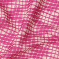 Magenta and Off-White Abstract Grid Check Printed Cotton Lawn Fabric, Width 110 Cms, Made in India-D23935