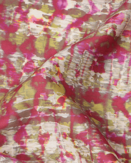Multicolor Abstract Ikat-Inspired Print on Off-White Cotton Lawn Fabric, Width 110 Cms, Made in India-D23936 - Regal Fabrics