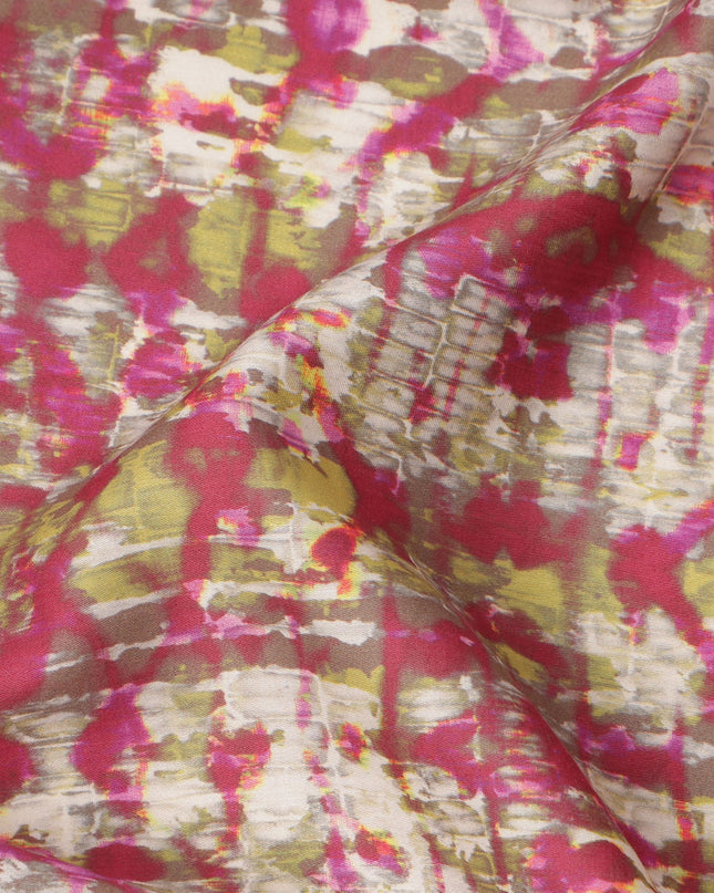 Multicolor Abstract Ikat-Inspired Print on Off-White Cotton Lawn Fabric, Width 110 Cms, Made in India-D23936 - Regal Fabrics