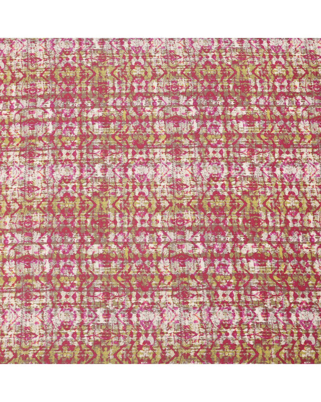 Multicolor Abstract Ikat-Inspired Print on Off-White Cotton Lawn Fabric, Width 110 Cms, Made in India-D23936 - Regal Fabrics