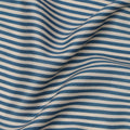 Blue and Ivory Horizontal Stripe Cotton Lawn Fabric, Width 110 Cms, Made in India-D23938