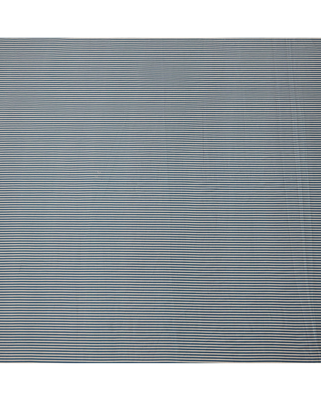 Blue and Ivory Horizontal Stripe Cotton Lawn Fabric, Width 110 Cms, Made in India-D23938