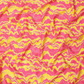 Pink Cotton Lawn Fabric with Wavy Yellow and White Abstract Line Print, Width 110 Cms, Made in India-D23939