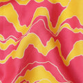Pink Cotton Lawn Fabric with Wavy Yellow and White Abstract Line Print, Width 110 Cms, Made in India-D23939