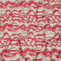 قماش قطني أحمر وبيج بطبعة خطوط تجريدية متموجة، عرض 110 سم، صنع في الهند - D23940