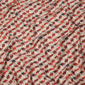 Beige Cotton Lawn Fabric with Red and Black Abstract Leaf Print, Width 110 Cms, Made in India-D23941
