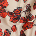 Beige Cotton Lawn Fabric with Red and Black Floral Sketch Print, Width 110 Cms, Made in India-D23942