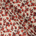 Beige Cotton Lawn Fabric with Red and Black Floral Sketch Print, Width 110 Cms, Made in India-D23942