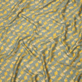 Sage Green Cotton Lawn Fabric with Yellow and Ivory Abstract Leaf Print, Width 110 Cms, Made in India-D23944 - Regal Fabrics