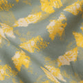 Sage Green Cotton Lawn Fabric with Yellow and Ivory Abstract Leaf Print, Width 110 Cms, Made in India-D23944 - Regal Fabrics