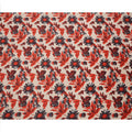 Beige Cotton Lawn Fabric with Red and Black Oversized Floral Print, Width 110 Cms, Made in India-D23945
