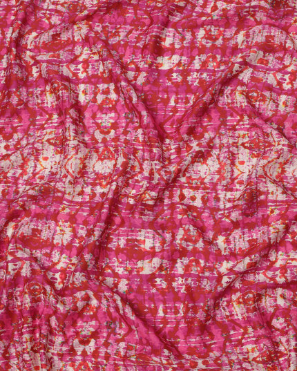 Pink Cotton Lawn Fabric with Abstract Tie-Dye Effect Print, Width 110 Cms, Made in India-D23947