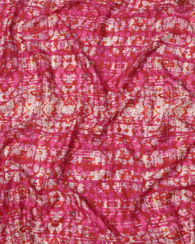 Pink Cotton Lawn Fabric with Abstract Tie-Dye Effect Print, Width 110 Cms, Made in India-D23947