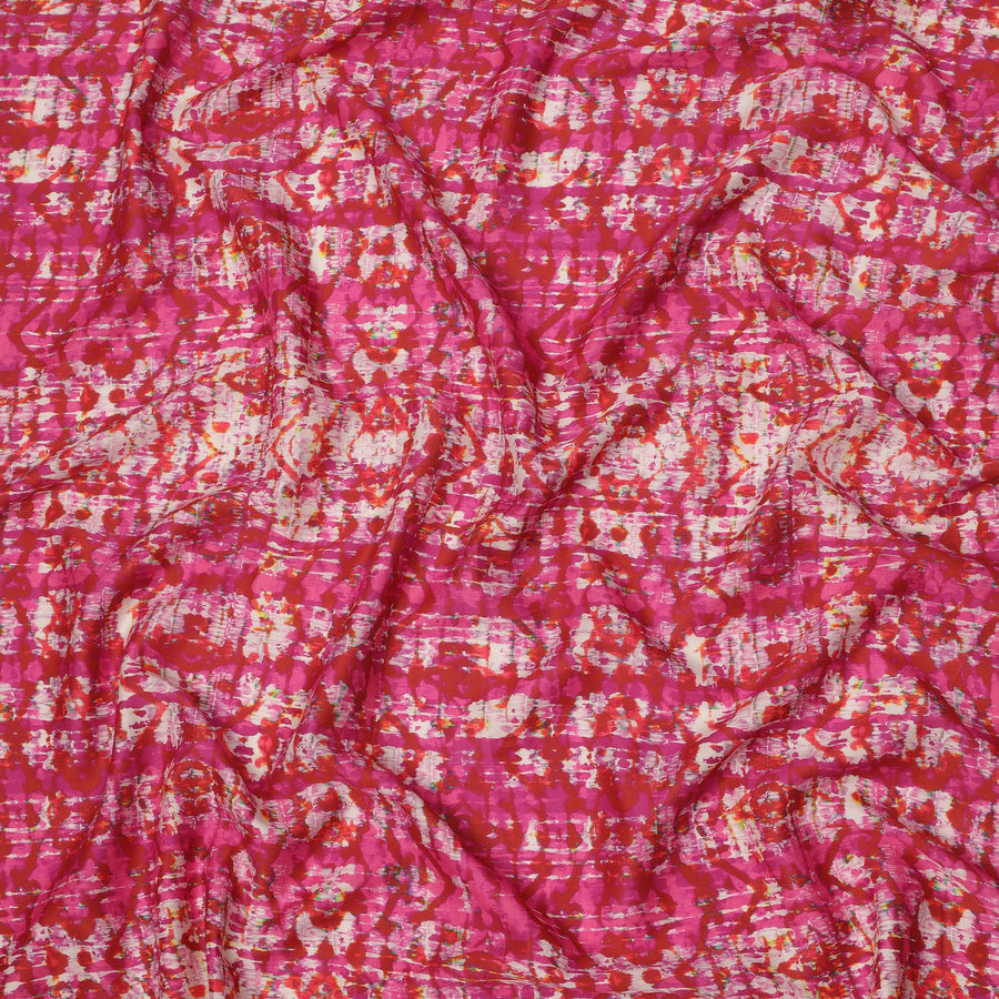 Pink Cotton Lawn Fabric with Abstract Tie-Dye Effect Print, Width 110 Cms, Made in India-D23947