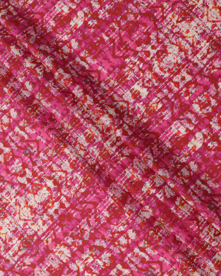 Pink Cotton Lawn Fabric with Abstract Tie-Dye Effect Print, Width 110 Cms, Made in India-D23947