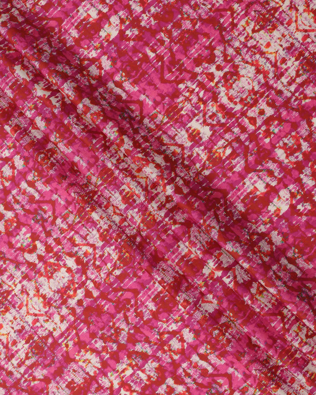 Pink Cotton Lawn Fabric with Abstract Tie-Dye Effect Print, Width 110 Cms, Made in India-D23947