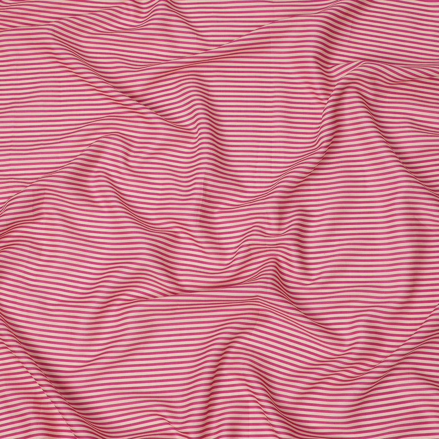 Pink and White Cotton Lawn Fabric with Fine Horizontal Stripe Pattern, Width 110 Cms, Made in India-D23948