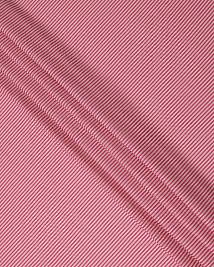 Pink and White Cotton Lawn Fabric with Fine Horizontal Stripe Pattern, Width 110 Cms, Made in India-D23948