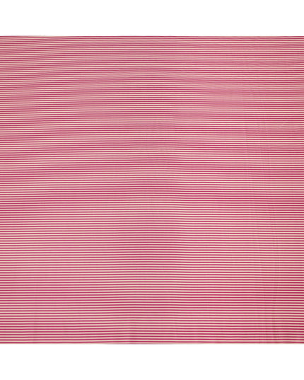 Pink and White Cotton Lawn Fabric with Fine Horizontal Stripe Pattern, Width 110 Cms, Made in India-D23948