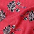 Crimson Red Cotton Lawn Fabric with Traditional Black Floral Booti Print, Width 110 Cms, Made in India-D23950