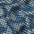 Indigo Blue Cotton Lawn Fabric with Abstract White Check Pattern Print, Width 110 Cms, Made in India-D23951