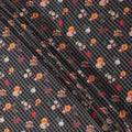 Black Grid Floral Printed Cotton Lawn Fabric with Rose and Marigold Motifs, 110 Cms Width, Made in India-D23952