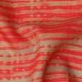 Beige Base Red Hand-Drawn Stripe Printed Cotton Lawn Fabric, 110 Cms Width, Made in India-D23953