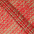 Beige Base Red Hand-Drawn Stripe Printed Cotton Lawn Fabric, 110 Cms Width, Made in India-D23953