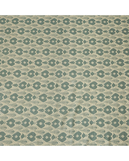 Sage Green Ikat Inspired Geometric Printed Cotton Lawn Fabric, 110 Cms Width, Made in India-D23954
