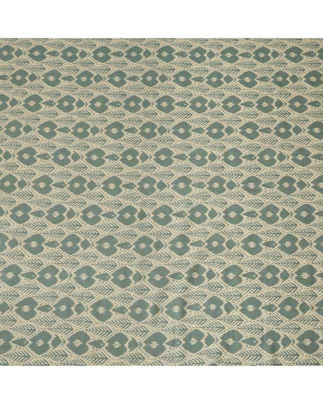Sage Green Ikat Inspired Geometric Printed Cotton Lawn Fabric, 110 Cms Width, Made in India-D23954