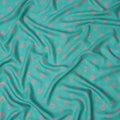 Turquoise Blue Abstract Motif Printed Cotton Lawn Fabric with Pink Accents, 110 Cms Width, Made in India-D23955