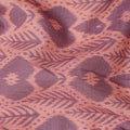 Peach Base Mauve Ikat Inspired Geometric Printed Cotton Lawn Fabric, 110 Cms Width, Made in India-D23956
