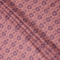 Peach Base Mauve Ikat Inspired Geometric Printed Cotton Lawn Fabric, 110 Cms Width, Made in India-D23956