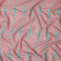 Coral Pink and Aqua Green Abstract Shibori Style Printed Cotton Lawn Fabric, 110 Cms Width, Made in India-D23957