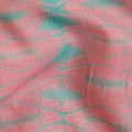 Coral Pink and Aqua Green Abstract Shibori Style Printed Cotton Lawn Fabric, 110 Cms Width, Made in India-D23957