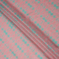 Coral Pink and Aqua Green Abstract Shibori Style Printed Cotton Lawn Fabric, 110 Cms Width, Made in India-D23957