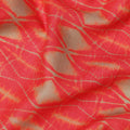 Fiery Red and Beige Shibori Style Abstract Printed Cotton Lawn Fabric, 110 Cms Width, Made in India-D23958