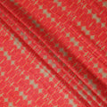 Fiery Red and Beige Shibori Style Abstract Printed Cotton Lawn Fabric, 110 Cms Width, Made in India-D23958