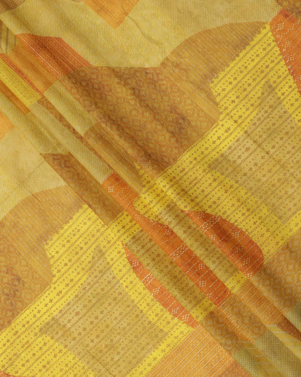 Yellow and Orange Cotton Lawn Fabric with Abstract Patch Print, 140 Cms Width, Made in India-D24155 Regal Fabrics