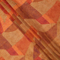 Rust Orange and Red Cotton Lawn Fabric with Abstract Patch Print, 140 Cms Width, Made in India-D24156