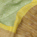 Lime Green and Mustard Cotton Lawn Fabric with Abstract Patch Print, 140 Cms Width, Made in India-D24157
