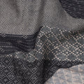 Charcoal Grey and Black Cotton Lawn Fabric with Contemporary Patch Print, 140 Cms Width, Made in India-D24159