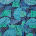 Teal Blue and Green Cotton Lawn Fabric with Patch Print Design, 140 Cms Width, Made in India-D24160